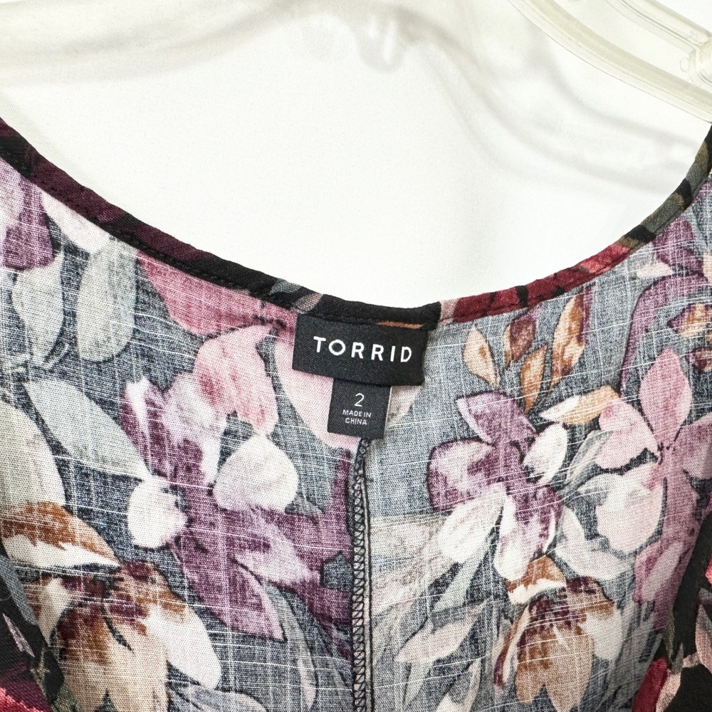 Torrid Plus Size 2X Tank Top Dark Floral Sleeveless Boho Crunchy Granola 1639 - Picture 8 of 10